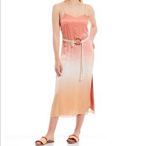 Chelsea & violet belted dip dye v-neck satin dress